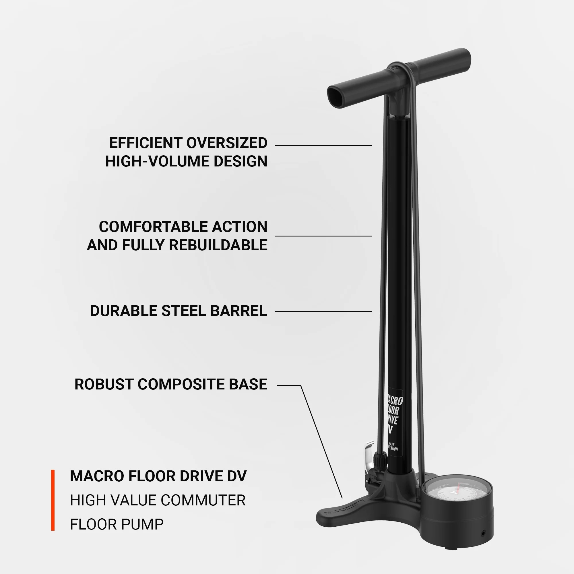 LEZYNE MACRO HV FLOOR DRIVE DV FLAT BLACK