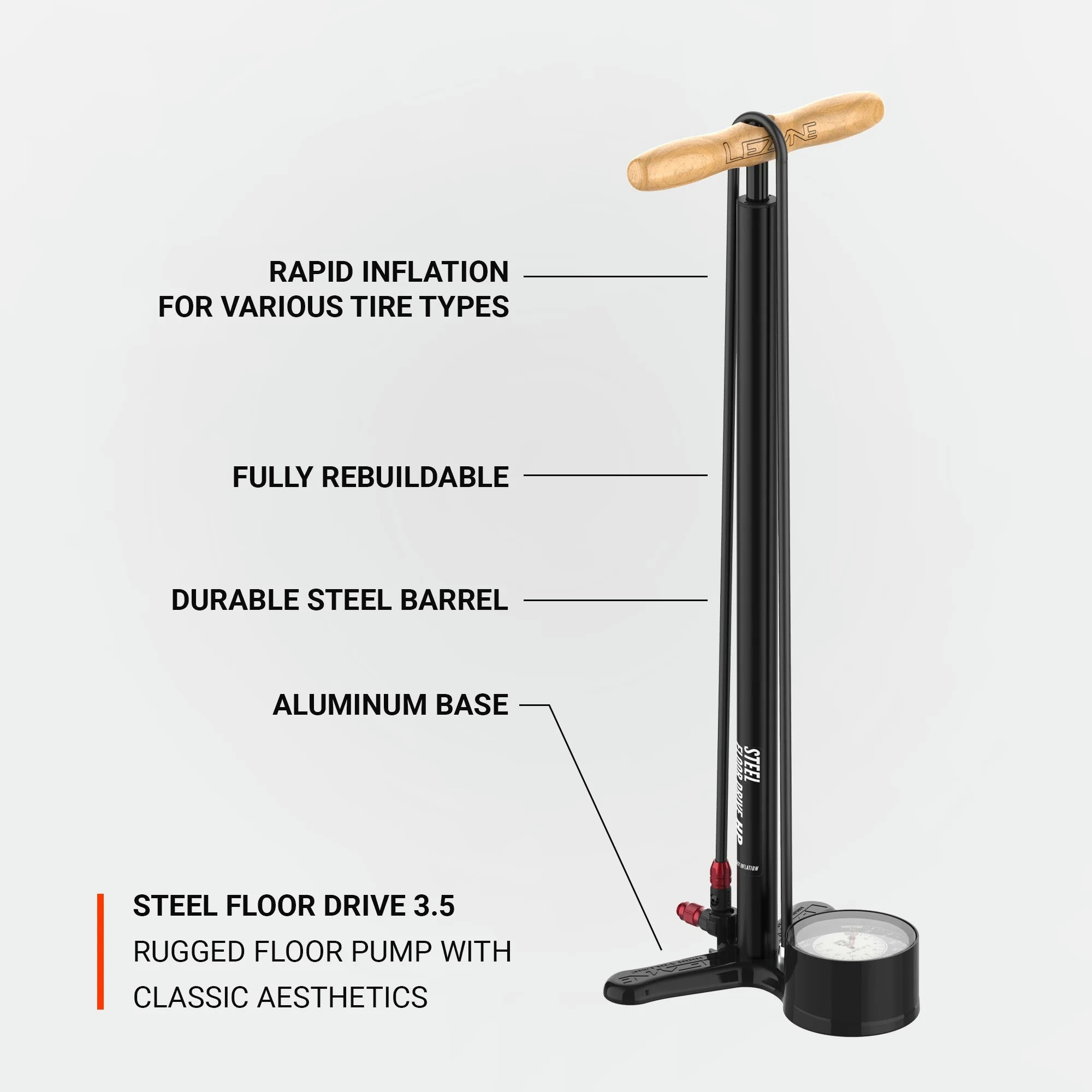 LEZYNE STEEL FLOOR DRIVE 3.5 BLACK