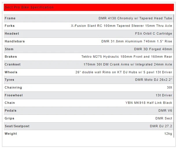 DMR SECT PRO 26“ DIRT JUMP BIKE BLACK