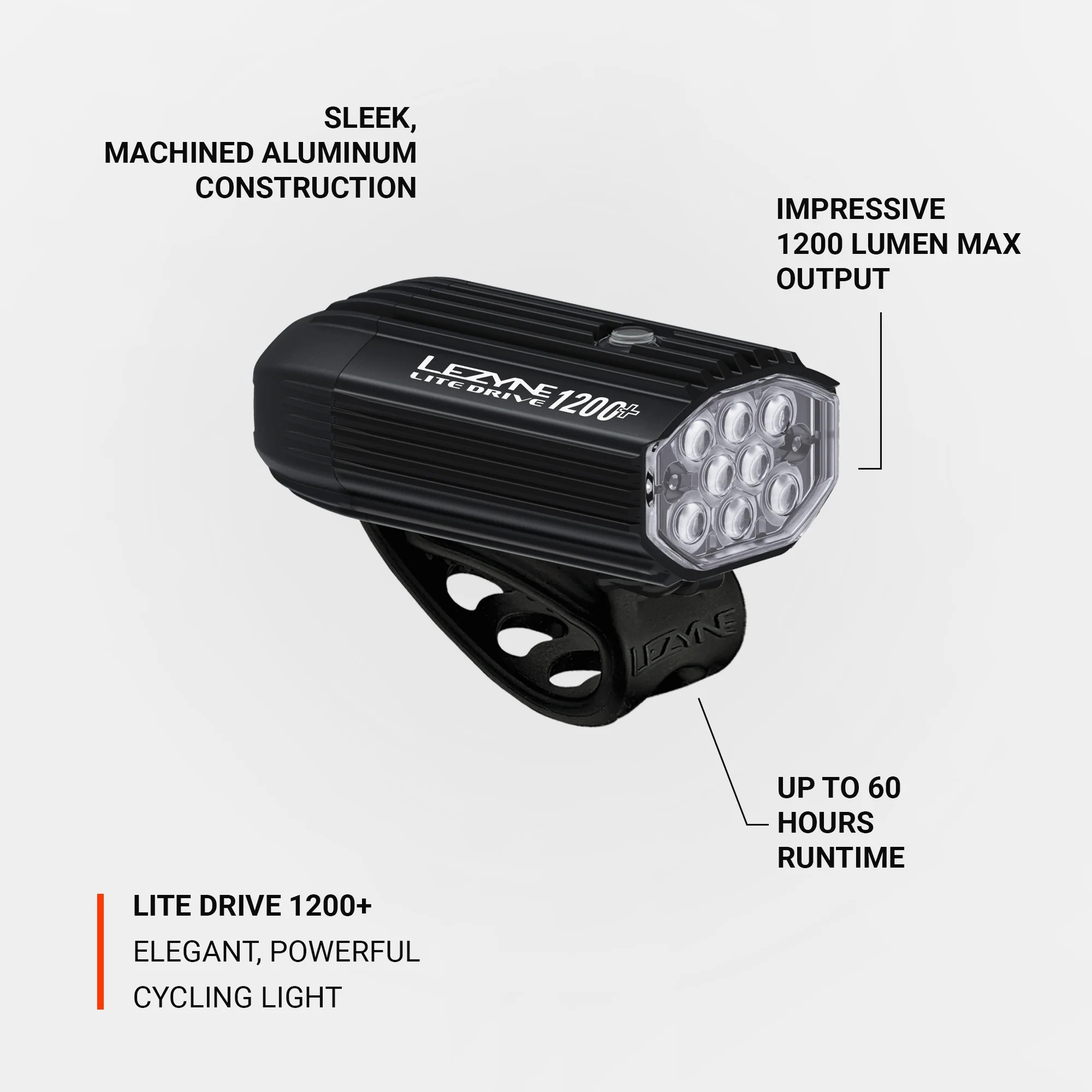LEZYNE LITE DRIVE 1200+ FRONT BLACK